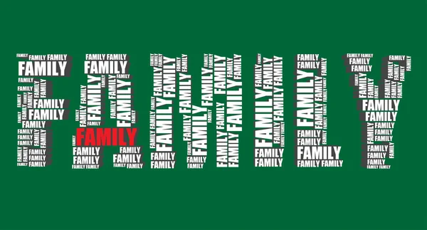 Aile tipografi 3d metin word art vektör çizim aile kelime bulutu