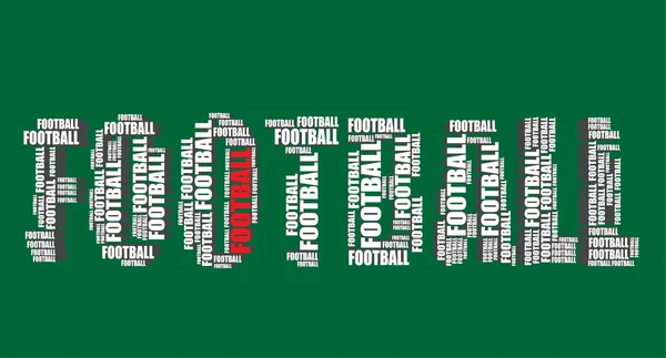 Futebol tipografia 3d texto palavra arte vetor futebol ilustração palavra nuvem —  Vetores de Stock