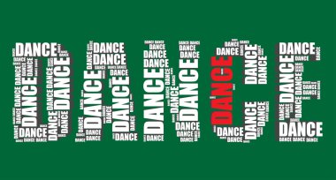 dans tipografi 3d metin word dans sanat vektör çizim word cloud