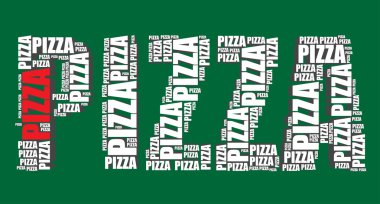 Pizza tipografi 3d metin word pizza sanat illüstrasyon kelime bulutu