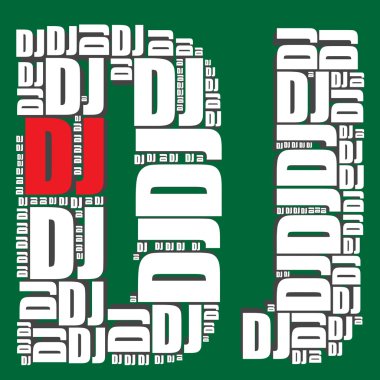 DJ tipografi 3d metin word dj artillustration kelime bulutu