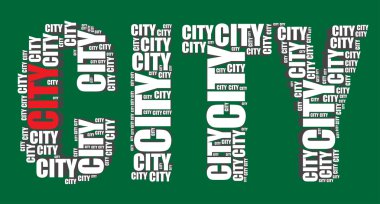 Şehir tipografi 3d metin word şehir sanat illüstrasyon kelime bulutu