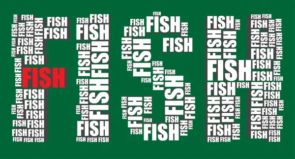 Fish typography 3d text word fish art vector illustration word cloud