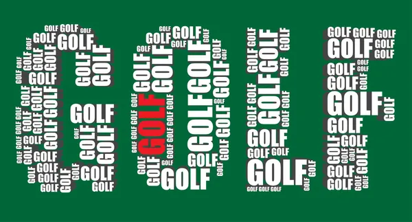 Golf Typografie 3d Text Wort Golf Kunst Vektor Illustration Wort Wolke — Stockvektor