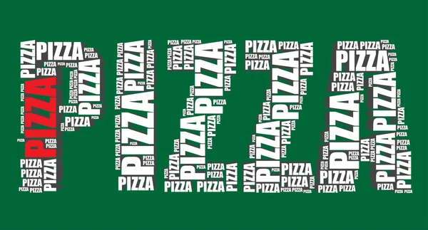 Pizza typografie 3d tekst woord pizza kunst illustratie word cloud — Stockvector