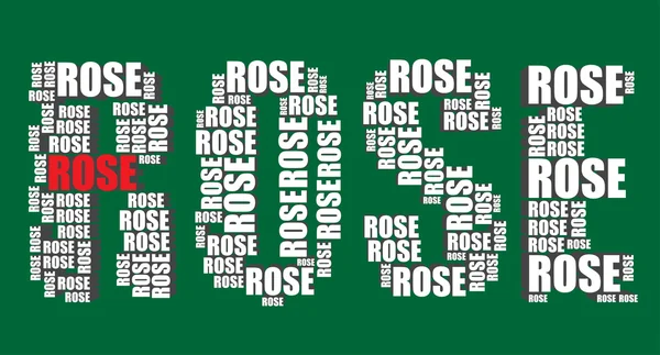 Rose typography 3d text word rose art illustration word cloud — Stock Vector
