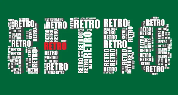 Retro typography 3d text word retro art illustration word cloud — Stock Vector