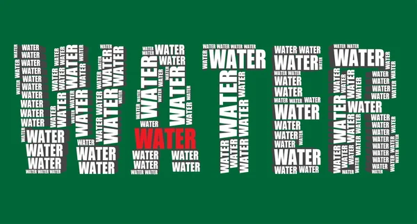 Água tipografia texto 3d palavra água arte ilustração palavra nuvem — Vetor de Stock