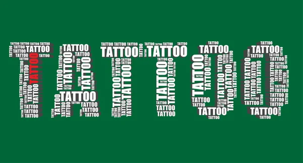 Typografie 3D-tekst woord tattoo art Tattoo — Stockvector