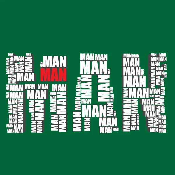 Man typography 3d text word man art — Stock Vector