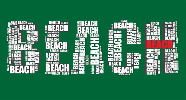 Beach tipografi 3d metin word plaj sanat illüstrasyon kelime bulutu — Stok Vektör