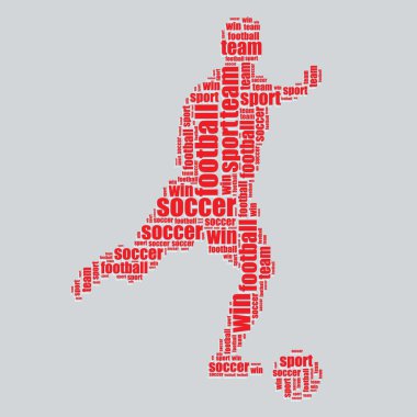 Futbol tipografi 3d metin word art futbol vektör çizim kelime bulutu