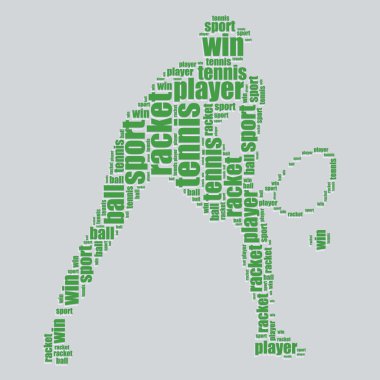 Tenis tipografi 3d metin word art Tenis vektör çizim kelime bulutu