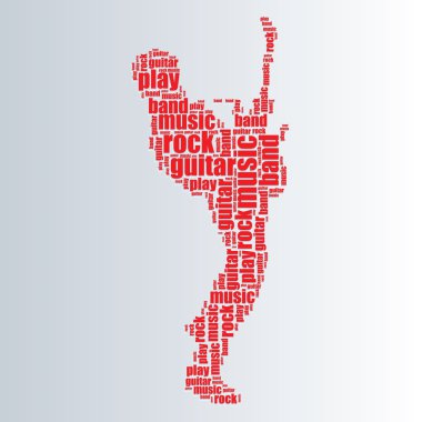 Rock tipografi 3d metin word art rock vektör illüstrasyon word cloud