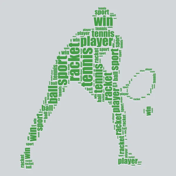 Tenis typografie 3d text slovo umění tenisové vektorové ilustrace slovo mrak — Stockový vektor