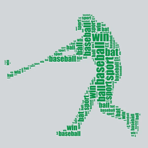 Baseball typographie 3d texte art baseball vecteur illustration mot nuage — Image vectorielle