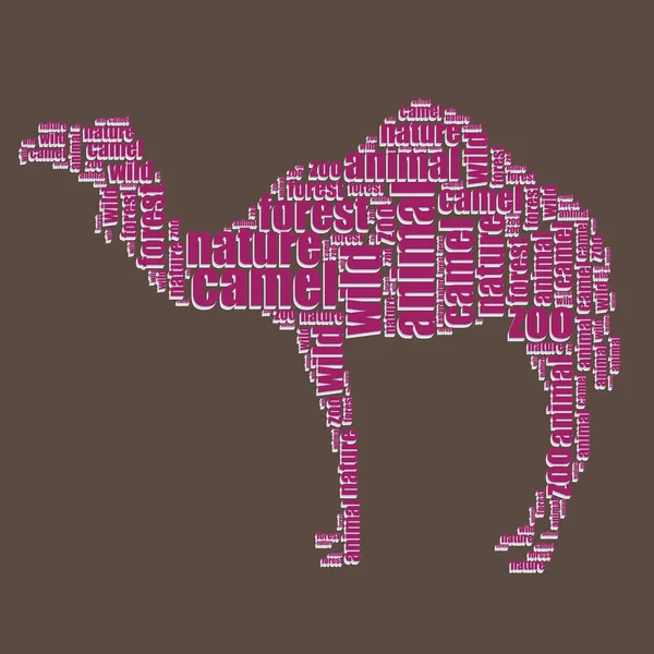 Camel typography 3d text word art camel vector illustration word cloud — Stock Vector