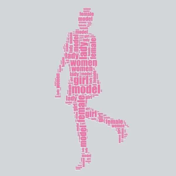 Ragazze tipografia 3d testo parola arte ragazze vettore illustrazione parola nube — Vettoriale Stock