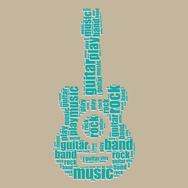 Guitar typography 3d text word art guitar vector illustration word cloud — Stock Vector