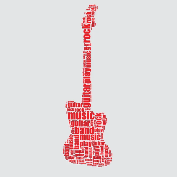 Gitarre Typografie 3d Text Wort Kunst Gitarre Vektor Illustration Wort Wolke — Stockvektor