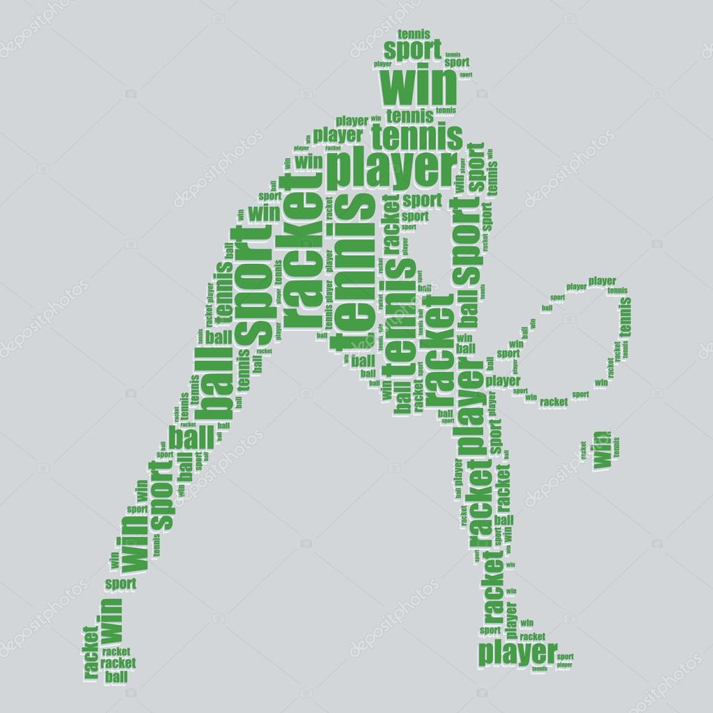 Tennis typography 3d text word art tennis vector illustration word