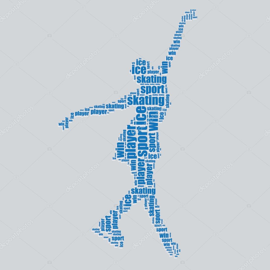 Skating typography 3d text word art skating vector illustration word