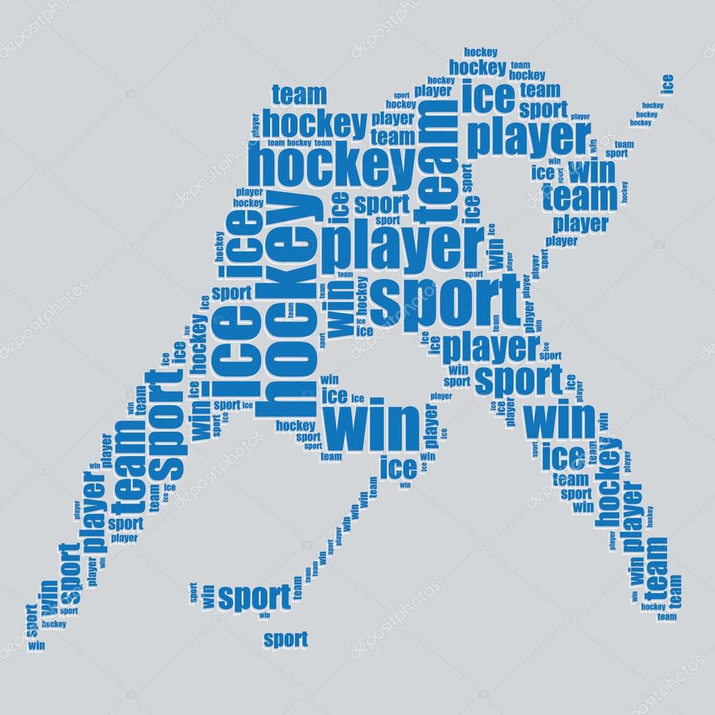 Hockey typography 3d text word art hockey vector illustration word