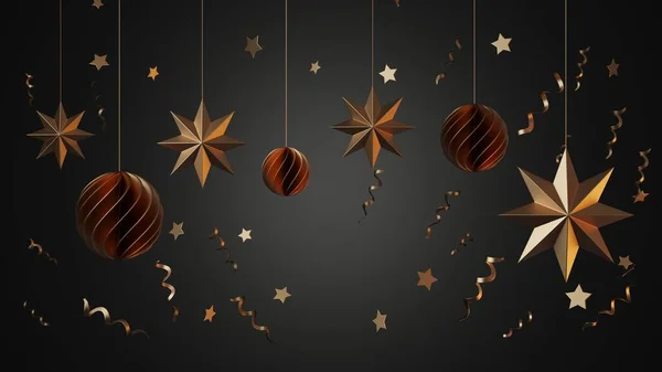 Christmas composition. Christmas star on dark background. -3d rendering.