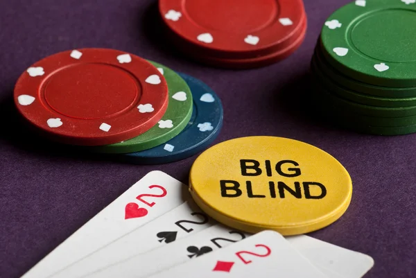 Poker set con fiches e carte — Foto Stock