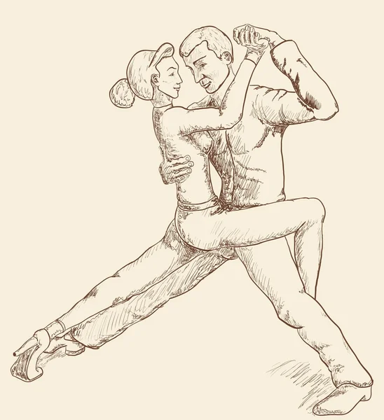 Pareja de baile de tango — Vector de stock