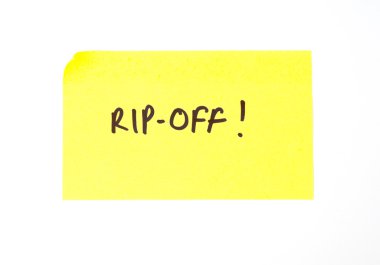 'Yapışkan notu üzerinde yazılı rip-Off!'