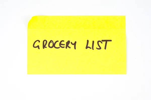 'Grocery List' written on a sticky note — Stock Photo, Image