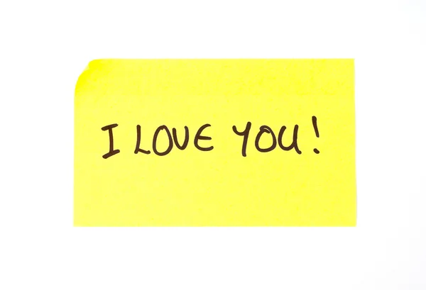 'I Love You' yapışkan notu üzerinde yazılı