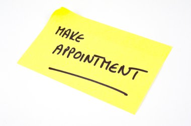 'Make Appointment' written on a yellow sticky note clipart