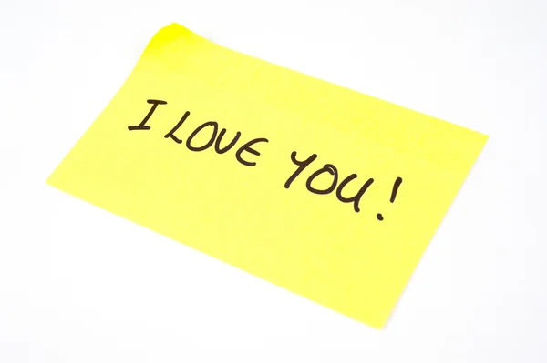 'I Love You' sarı yapışkan notu üzerinde yazılı