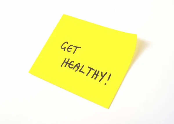 'Get Healthy 'écrit sur une note jaune collante — Photo