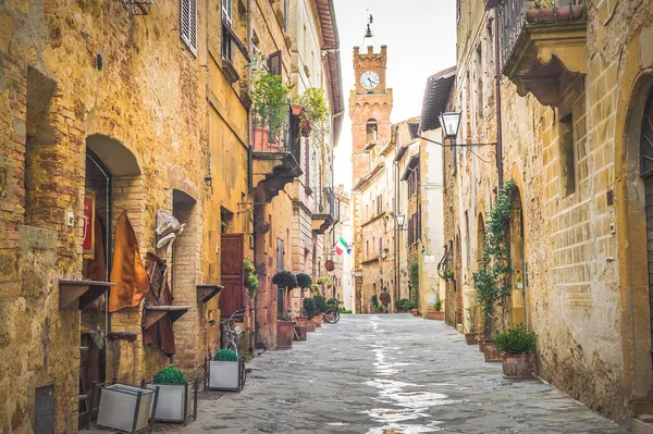 Old Town Pienza, Tuscany antara Siena dan Roma Stok Foto