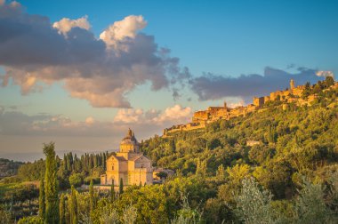 Montepulciano town in Tuscany at sunset, Italy clipart