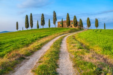 Toskana klasik görüntü etrafında pienza, İtalya