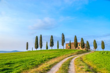 Toskana klasik görüntü etrafında pienza, İtalya