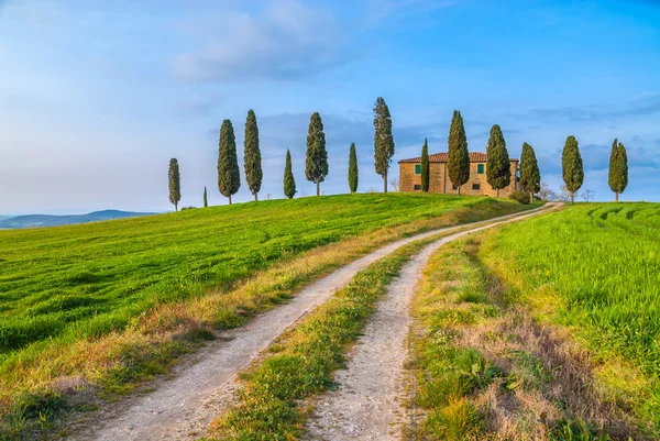 Het klassieke beeld van Toscane rond pienza, Italië — Stockfoto