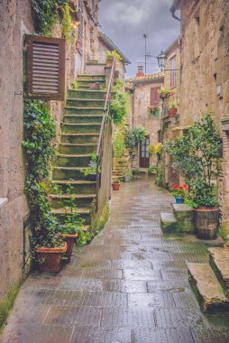 Etrüsk şehrin Kuzey Toskana, pitigliano, İtalya.
