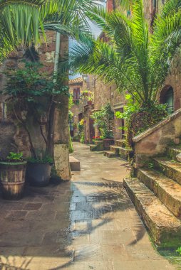 Etrüsk şehrin Kuzey Toskana, pitigliano, İtalya.
