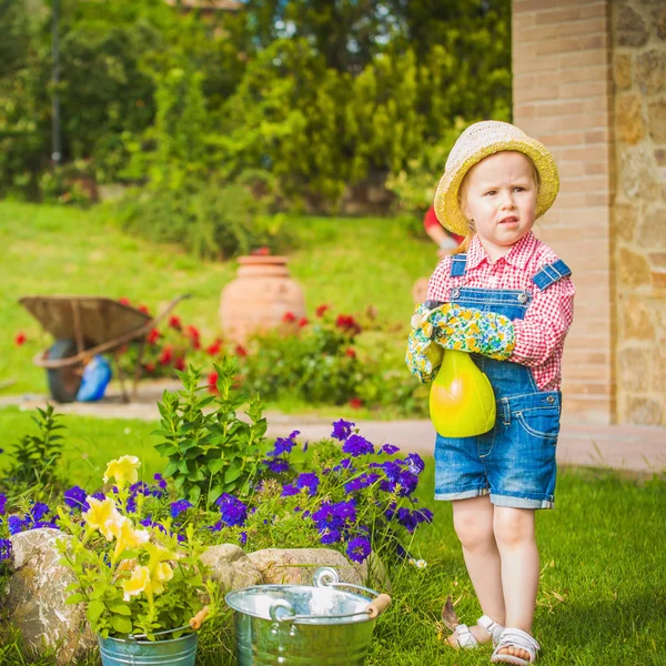 Küçük Yardımcısı yeşil çim bir yaz gününde — Stok fotoğraf