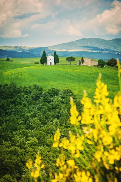 The old chapel on the fields of Tuscany, Italy — Stock Photo, Image