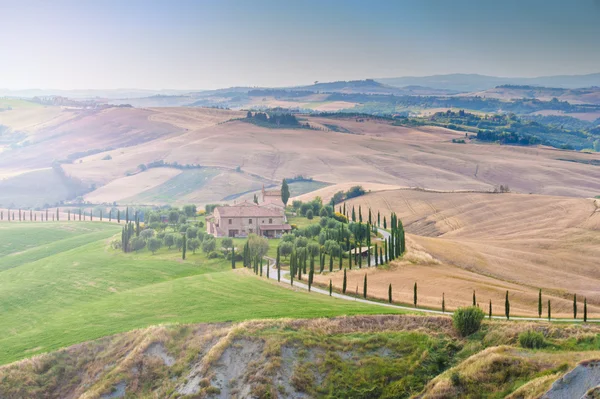 Verano toscano en los campos en la hermosa vista —  Fotos de Stock