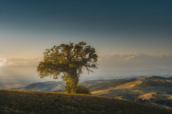 Drone Fly Rocca Orcia Italy Sunset Italy Stock Picture
