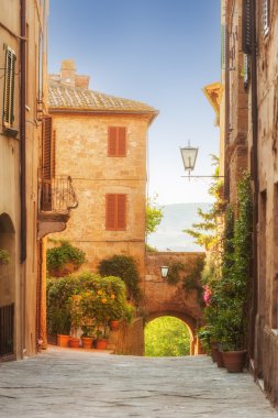 eski şehir ve Ortaçağ dönemi pienza, ital sokaklarında