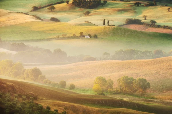 Prachtige zonsopgang boven de val d'orcia in Toscane, Natuurpark — Stockfoto