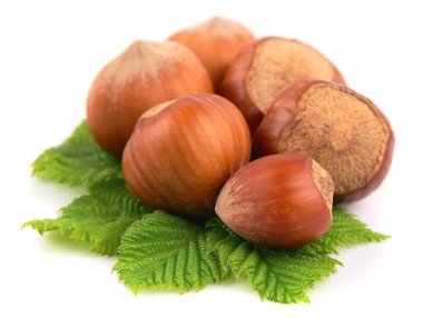 Kuru fındık ile yapraklar